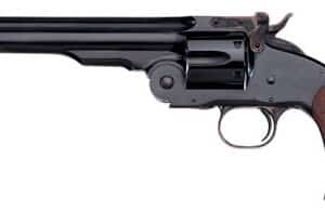 Classic revolver with wooden handle and metal barrel