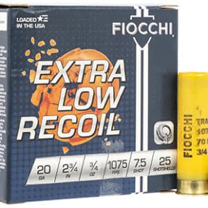 Fiocchi low recoil 20 gauge shotgun shells box