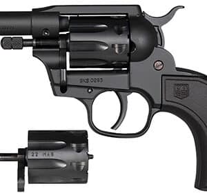 Black revolver with interchangeable cylinder and grip