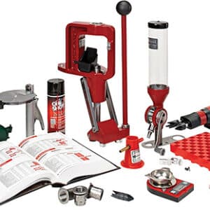 Reloading equipment and supplies kit with guide book.