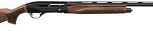 Wooden-stock pump-action shotgun side view
