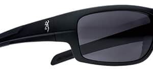 Black sport sunglasses with logo on temple