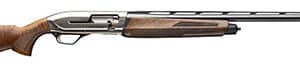 Wooden stock hunting shotgun side view.