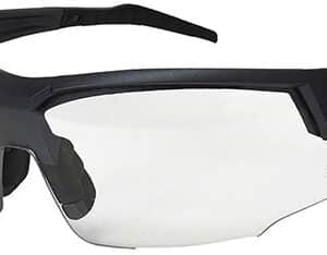 Black sports sunglasses with clear lenses.