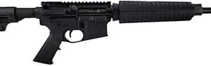 Black assault rifle with adjustable stock.