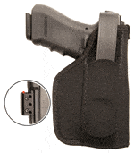 Pistol in holster with sight detail shown