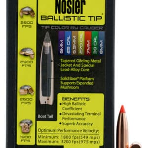 Nosler Ballistic Tip bullet packaging and details.