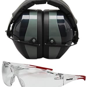 Protective earmuffs and safety glasses set