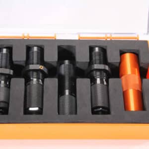 Box of black and orange mechanical components