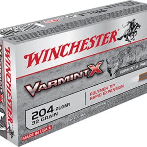Winchester Varmint X ammunition box, 204 Ruger, 32 grain.