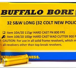Buffalo Bore 32 S&W Long ammunition packaging.