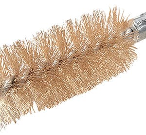 Metal pipe cleaning brush with bristles.