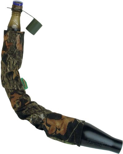 904.jpg Camo-covered shotgun beer bottle on white background.