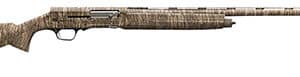 Camo-patterned hunting shotgun with long barrel