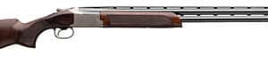 Side view of a double-barrel shotgun.