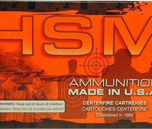 HSM ammunition packaging, USA made, warning label visible.