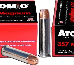 Atomic 357 Magnum ammunition box and bullet.