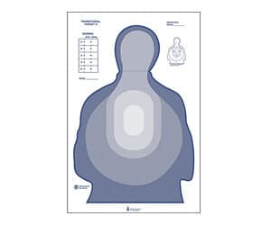 Target silhouette for shooting practice with score zones.