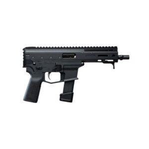 Black submachine gun on white background