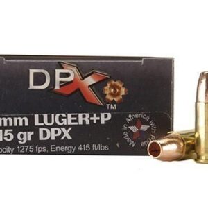 9mm Luger+P ammunition box and bullet