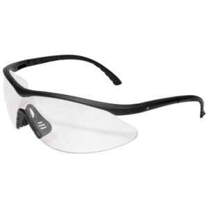Stylish clear lens safety glasses with black frame.