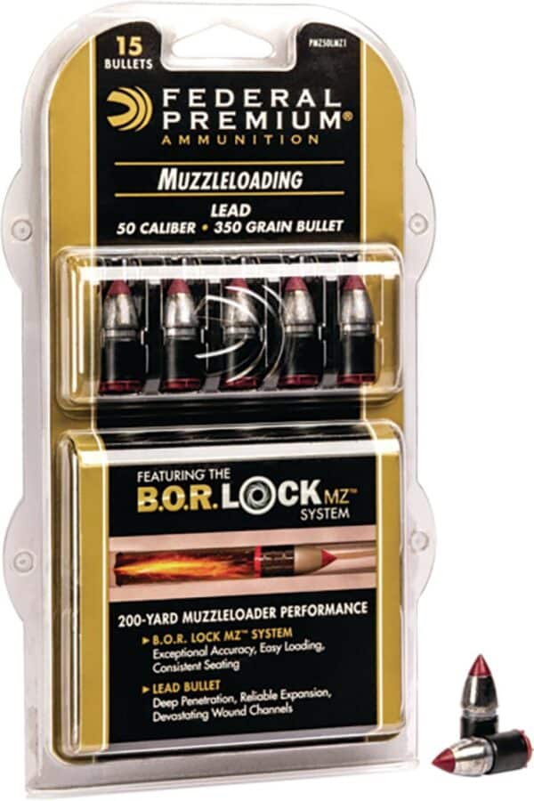 Federal Premium muzzleloading ammunition, 50 caliber, 15 bullets.