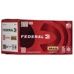 Federal 9mm Luger ammunition box, 100 rounds.