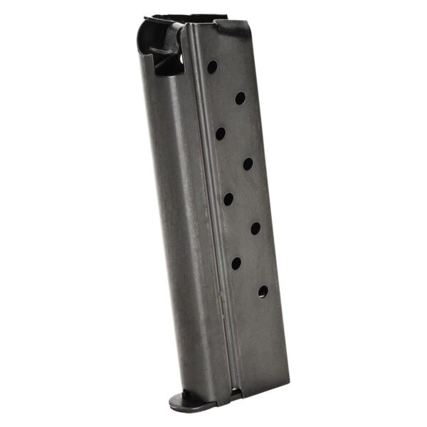 Black metal gun magazine with holes