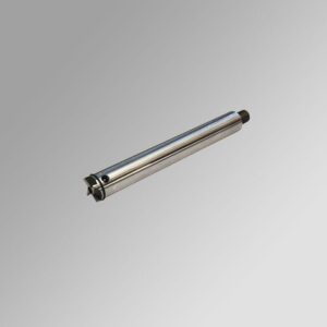 Metallic industrial roller on gray background