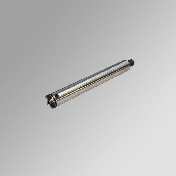 Metallic industrial roller on gray background