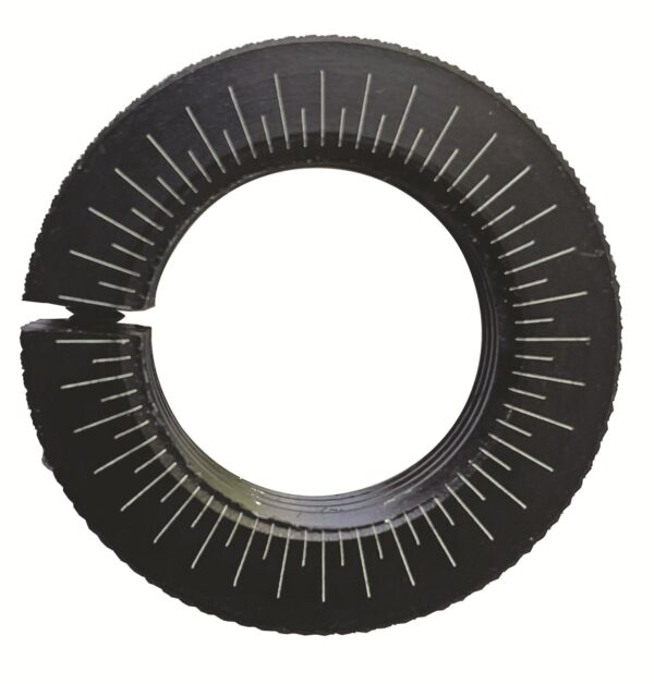 Circular black object with radial lines