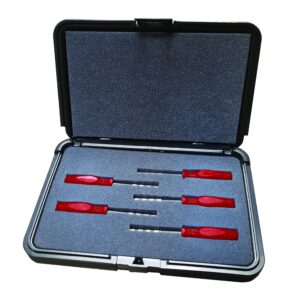 Red handle screwdriver set in foam-lined case.