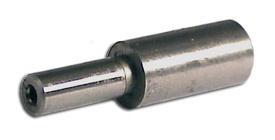 Metallic cylindrical tool part, silver, close-up view.