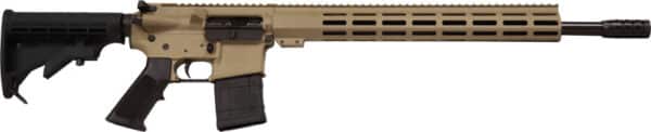 Modern hunting rifle with tan stock.