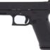 Black handgun on white background
