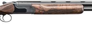 Side view of a double-barrel shotgun.