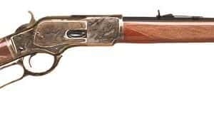 Lever-action rifle with wooden stock