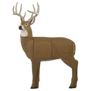 3D deer archery target with scoring zones.