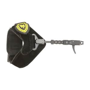 Archery release aid with wrist strap.