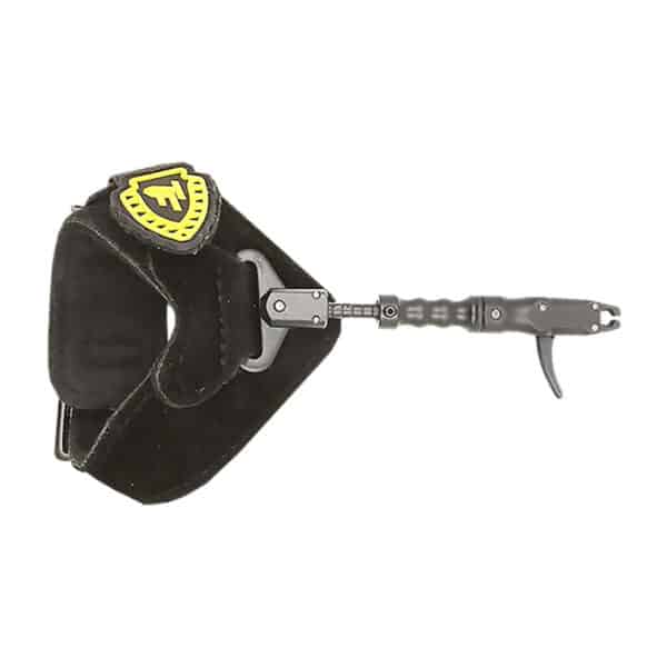 Archery release aid with wrist strap.