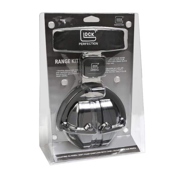 Gun range kit with glasses and ear protection.