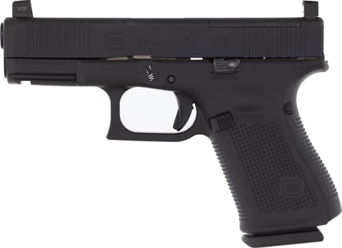 gur195m5mos left.jpg Black handgun side view on white background