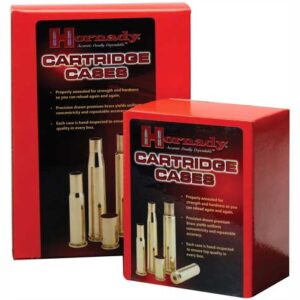 Hornady cartridge cases packaging, red boxes display.