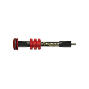 B-Stinger archery stabilizer with red and black design.