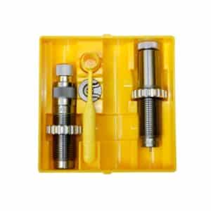 Yellow reloading die set with accessories inside box