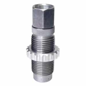 Silver precision-engineered mechanical component with threads and gear.