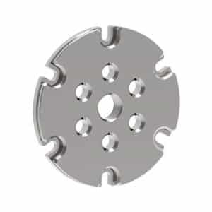 Circular metal component with multiple holes and notches.