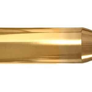 Gold bullet casing isolated on white background.