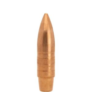 Copper bullet, close-up view on white background.