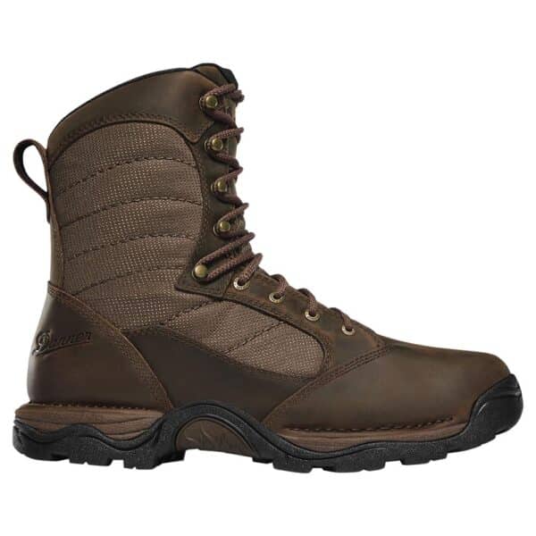 Brown leather hiking boot with laces